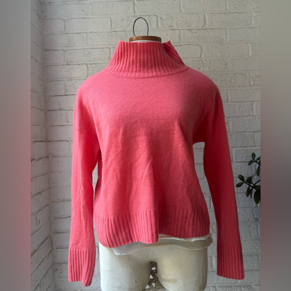 Free People Vibrant Pink Cowl Neck Sweater XS Dark Salmon